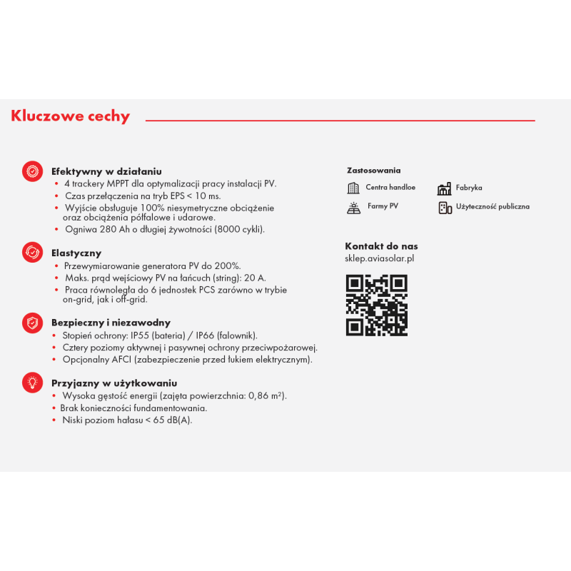 Magazyn energii przemysłowy (C&I) All-in-One, IA-50kW/100kWh-EC10, AVIA SOLAR / WHES PowerCore 
