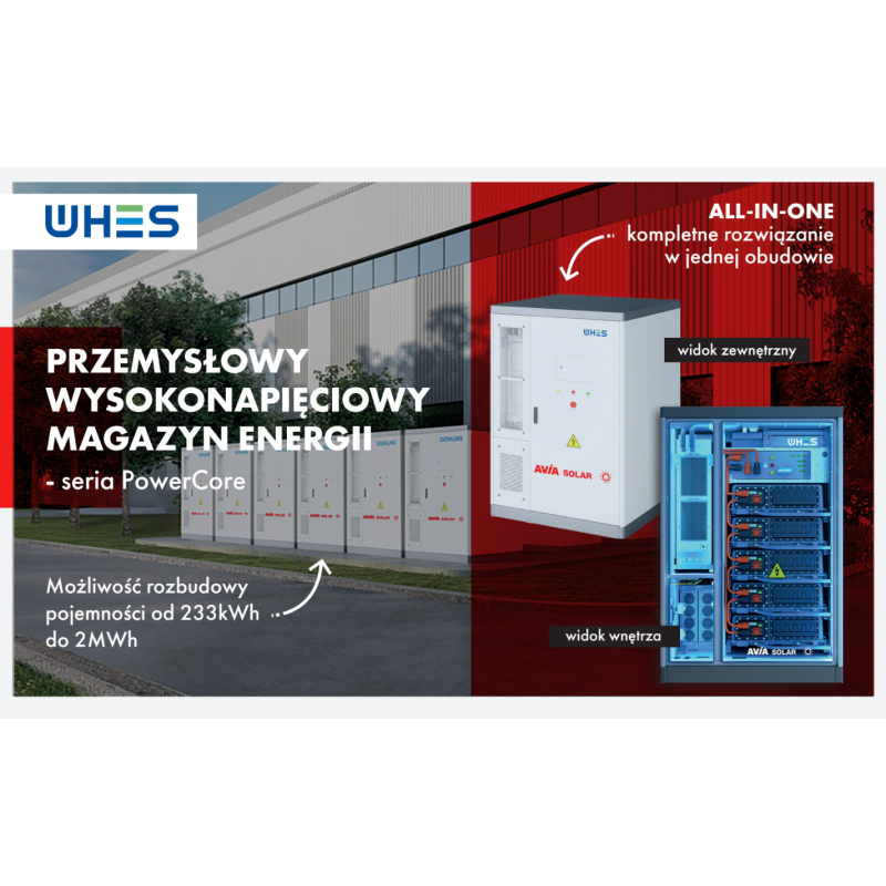 Magazyn energii przemysłowy (C&I) All-in-One, 233 kWh, WH-TIANWU-100-233B, AVIA SOLAR / WHES PowerCore