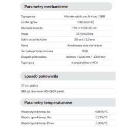Panel fotowoltaiczny 500 W TOPCon bifacial full black - AVIA SOLAR 54-18X(ND)-F-500