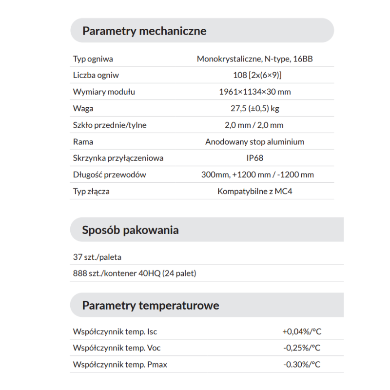 Panel fotowoltaiczny 500 W TOPCon bifacial full black - AVIA SOLAR 54-18X(ND)-F-500