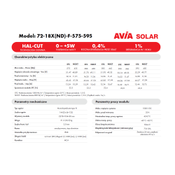 Panel fotowoltaiczny 595 W TOPCon bifacial silver frame - AVIA SOLAR 72-18X(ND)-F-595