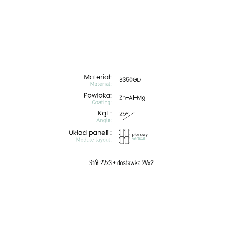 Konstrukcja gruntowa VALUEIMPEX P-KG-7001-00 KGVI-UNI-1.2.2 układ paneli 2Vx2 4 panele
