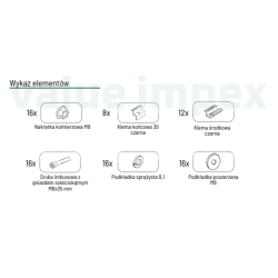 Zestaw montażowy do stołu VALUEIMPEX P-KG-1700 2Vx3 UNI klemy H-30, Czarne