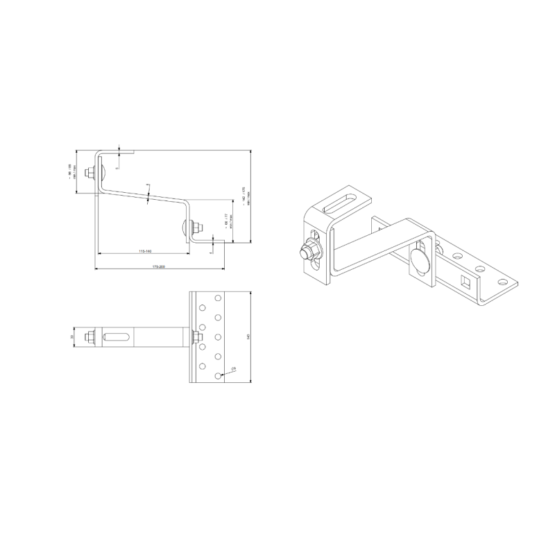 Uchwyt podwójnie regulowany Z-BD-3012 typu Vario