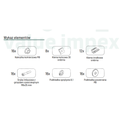 Zestaw montażowy do stołu VALUEIMPEX P-KG-1702 2Vx3 UNI klemy H-30, Srebrne
