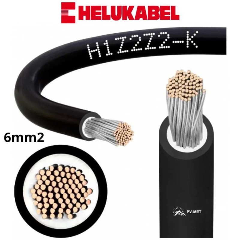 Przewód do instalacji PV HELUKABEL 18048771 H1Z2Z2-K 1x6, Czarny