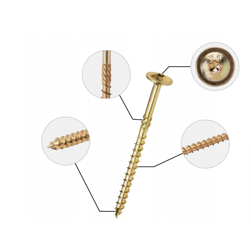 Wkręt do drewna z łbem podkładkowym Z-BG-3007 Torx M8 x 40 mm A2 (1.4301)