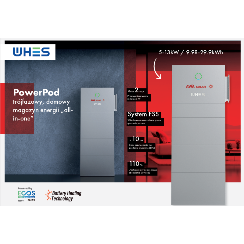 копія Magazyn energii All-in-One 9.98 kWh (HV) AVIA Solar / WHES PowerPod-TH-WH-TIA103