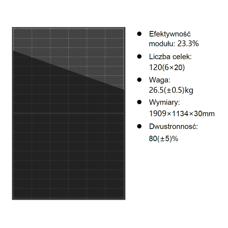 Photovoltaic 500 у Topcon Bifacial Full Black - HT-SAAE HT60-18x (ND) -F-500