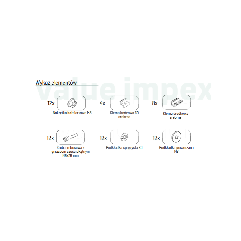 Zestaw montażowy do stołu VALUEIMPEX P-KG-1703 2VX2 UNI