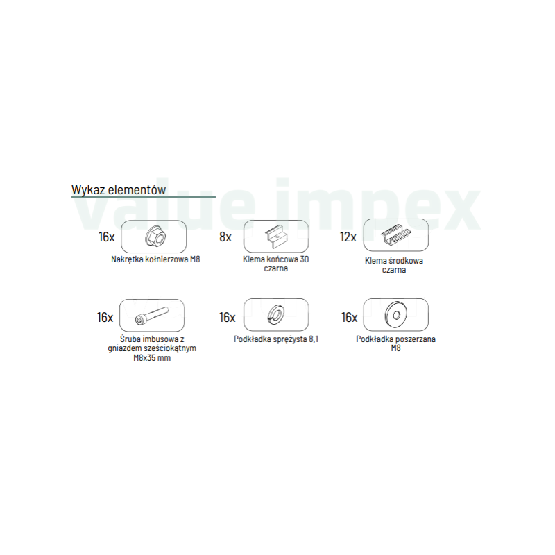 копія Zestaw montażowy do stołu VALUEIMPEX P-KG-1703 2VX2 UNI