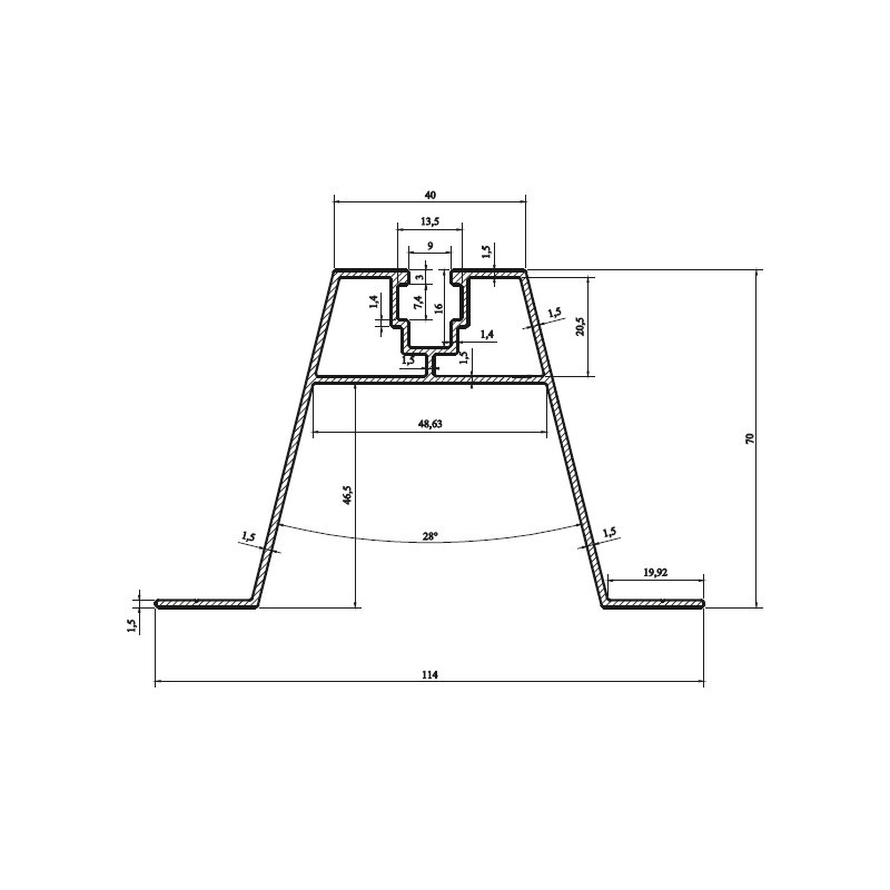 Profil trapezowy Z-BC-7426 T70 L-400mm z uszczelką piankową EPDM