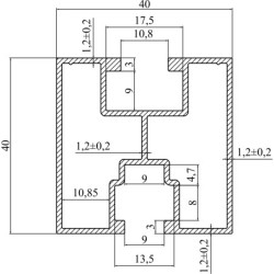 Profil aluminiowy na śrubę sześciokątną 40x40, Z-BC-7137 6060 T6 L2250mm ( 8443 rys.5052gc)